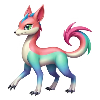Colorful gradients-colored Meloetta-Sergal-Palkia-hybrid-fusion-Fakémon-creature, full body sticker