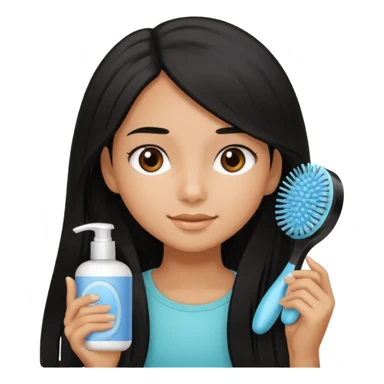 chica cuidando su cabello con productos  sticker