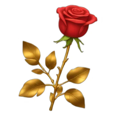Red rose with gold stem sticker