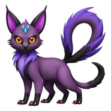 Black edgy Noivern-Noibat-Purloin-Torracat-Lykoi-Caracal-cat-Fakemon-fusion-hybrid-creature sticker