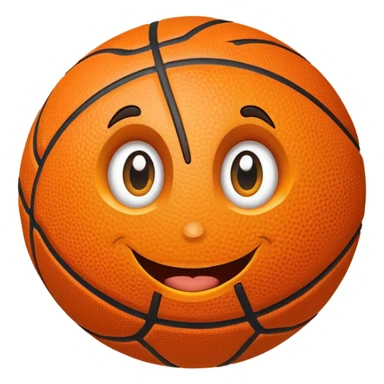 A basketball with a cute smiling face and big eyes sticker