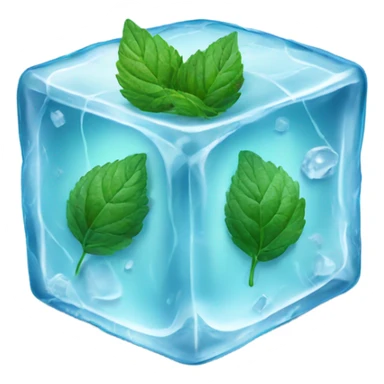 ice cube with mint leaves on it sticker