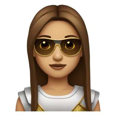 Girl gladiator head with long straight brown hair and sunglasses  sticker
