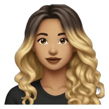 20 year old long honey blonde highlights hair with black shirt and light skin to olive skin lo sticker