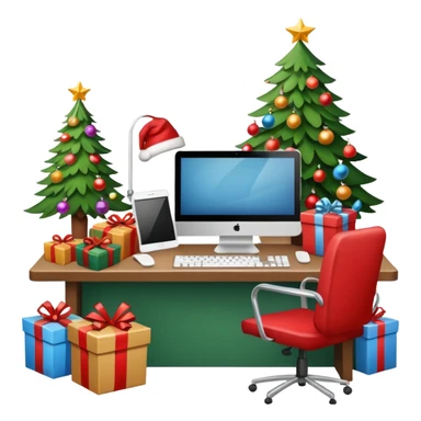 create a realistic christmas working station sticker
