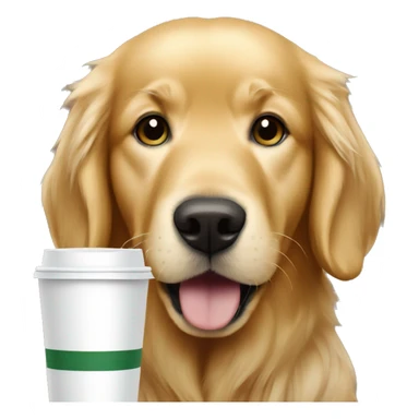 golden retriever holding starbucks sticker