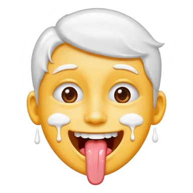 Spilt white glue on their face and smiling with their tongue out sticker