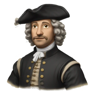Photorealistic 17th century engineer with drawings sticker