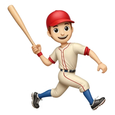 Cartoon baseball bat character with arms and legs in a running pose sticker