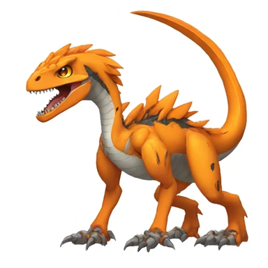  Edgy Orange Digimon-Fakemon-Velociraptor-Dragon-Mecha full body sticker