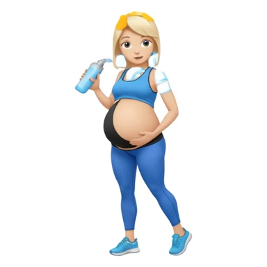 Woman blonde hair tank top blue leggings pregnant belly holding a pump bigger hips sticker