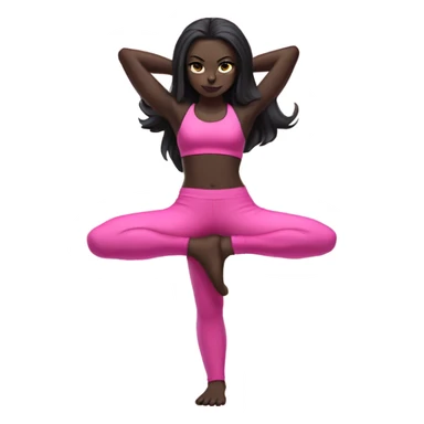 Yoga catgirl with coffee black long hair and gothic skin full body pink sport  sticker