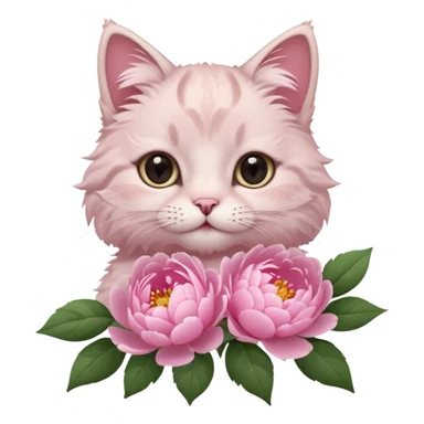 Cute cat Handing pink peonies sticker