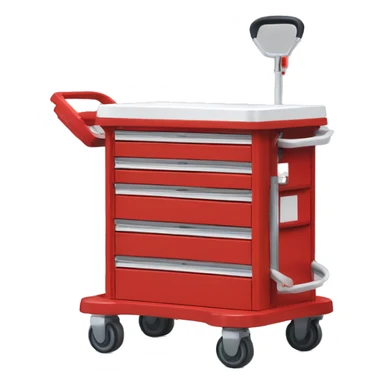 Singular Red medical crash cart is a mobile, multi-drawer unit designed to store and organize emergency medical supplies and equipment sticker