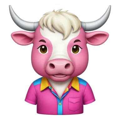 pink bull with shirt  sticker