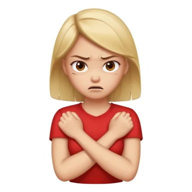 Arm crossed holding neck anger girl  sticker