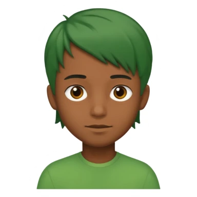 brown boy with green shoulder lenght hair sticker