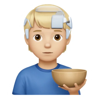 Niño muy rubio claro con el pelo tazon sticker