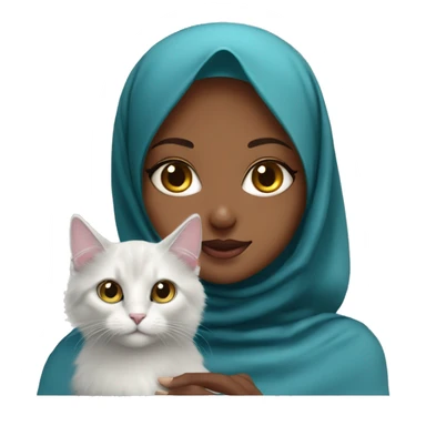 Pretty model Muslim Somali girl wearing khimar with her Turkish Angora cat  sticker