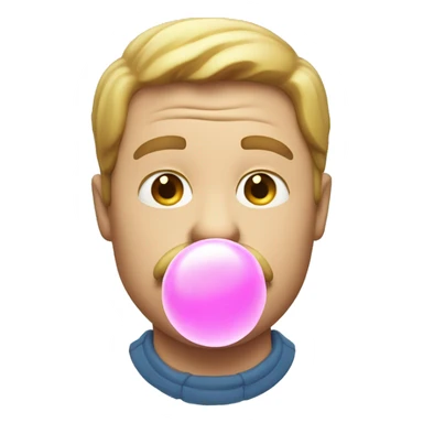 White man blowing bubble gum sticker