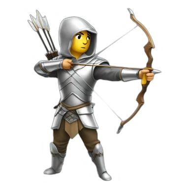 A warlike archer made of silver, looking sideways sticker