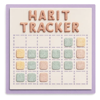 soft pastel gentle habit tracker grid with delicate dotted lines with a lavender border sticker