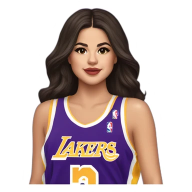selena gomez wearing lakers jersey sticker