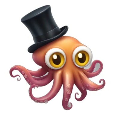 Squid wearing a tiny top hat sticker