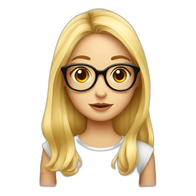 Fille blonde cheveux longs lunettes mignonne en feu sticker