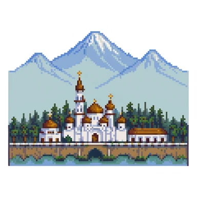 illustration of Nalchik city in pixel art style sticker