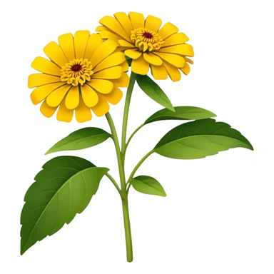 bouquet Yellow Zinnia, luxuriant, stem, leaf sticker