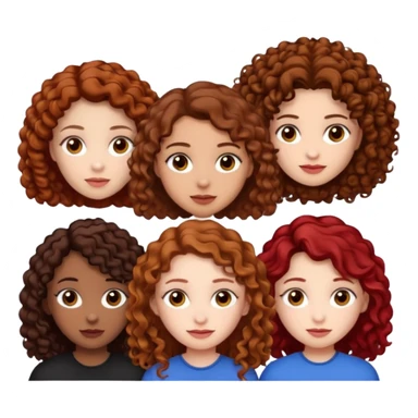 4 group of girls first one light skin brown hair curly and hazel eyes second one light skin brown curly hair brown eyes third one black straight hair pale skin and brown eyes fourth one red hair pale skin hazel eyes sticker