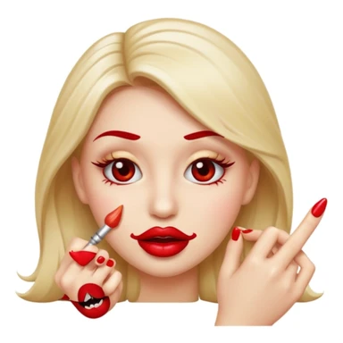 je veux un emogies avec des faux cils des belle levre avec du rouge a levre qui se mordille son ongle nail art  sticker