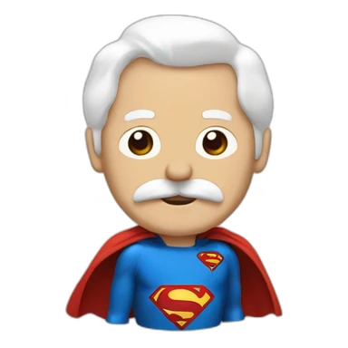 Old superman with a mustach and white temples red and white costume sticker