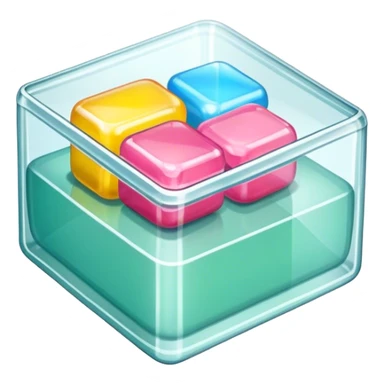 a transparent glass and gum box sticker