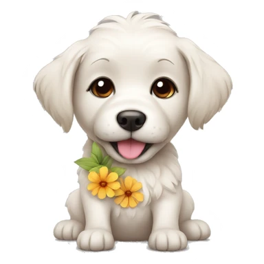 cute dog with flower sticker