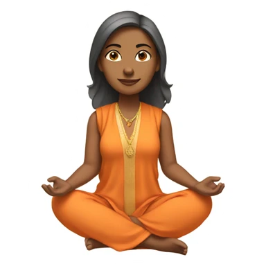 an  yogi Indian woman, sleeveless pastel shirt
  The character should be wearing an orange robe, symbolizing traditional yogic attire. The yogi can be sitting in a lotus position sticker