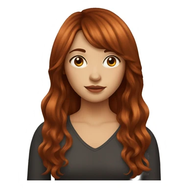 beautiful girl with long red brown hair and curtain bangs sticker