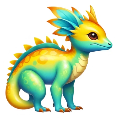 Exotic tropical shiny rare multi-colored epic cute Fakémon-creature, full body, with random markings sticker