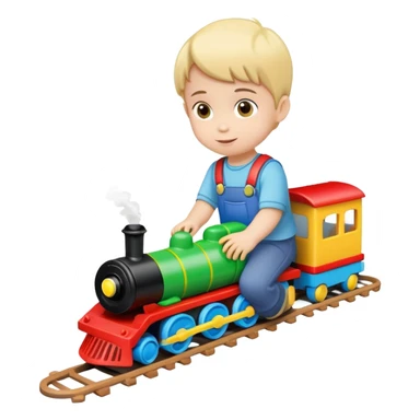 child playing with toy trains sticker