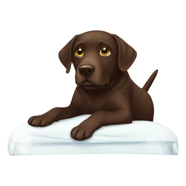 Chocolate Labrador on bed sticker