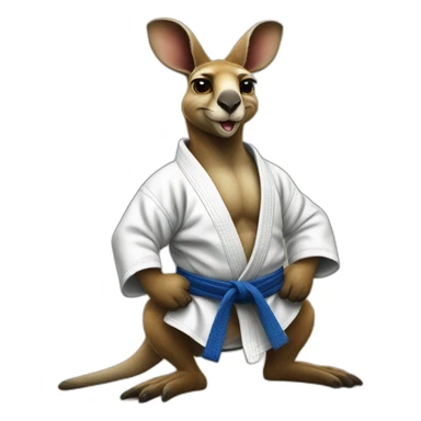 buff kangaroo doing Brazilian jiu-jitsu hyper realistic sticker