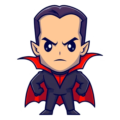 Dracula with slicked back hair and vampire cape sticker