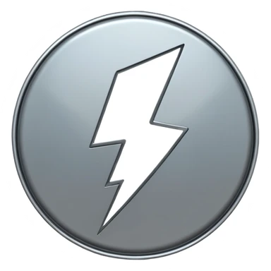 A lightning bolt emoji made of polished silver chrome, sharp yet rounded edges, glossy metallic surface, soft reflections, minimal futuristic design, iOS emoji style, centered, clean white background sticker