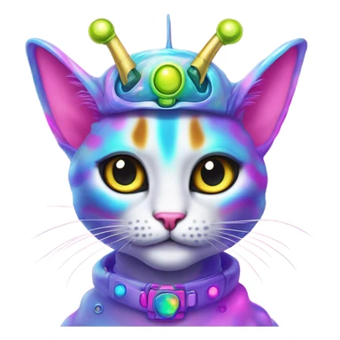 Lisa frank alien cat with antennas on head ￼ sticker