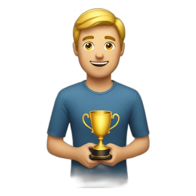 A guy with the Winner cup sticker