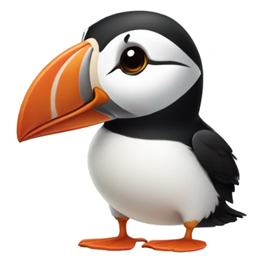 A puffin with kawaii eyes, side view sticker