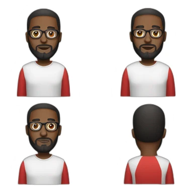 black man with beard, red hoodie, white dress shirt, and glasses sticker