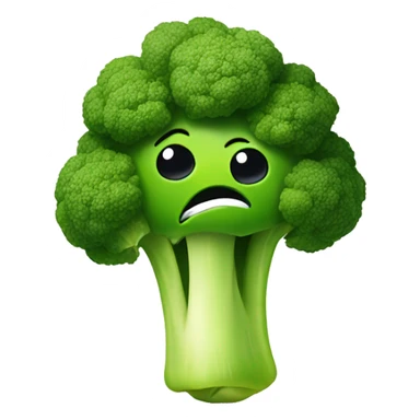 brocoli with funny face sticker
