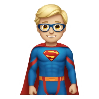 superhero boy with medium short blond hair with glasses wearing a supersuit sticker